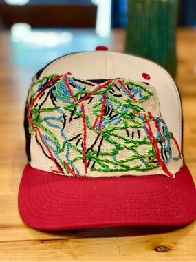 Rare Hand-Stitched Vail Ski Map Hat | Custom Embroidery